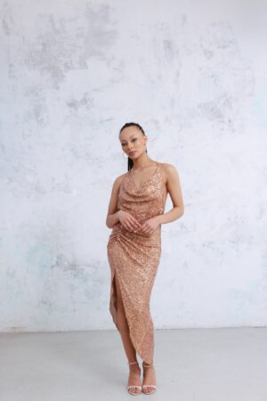 Arianne Rose Gold Payetli Elbise